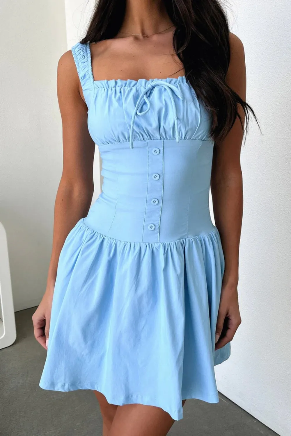 Decorative Button Square Neck Cami Dress, image 10