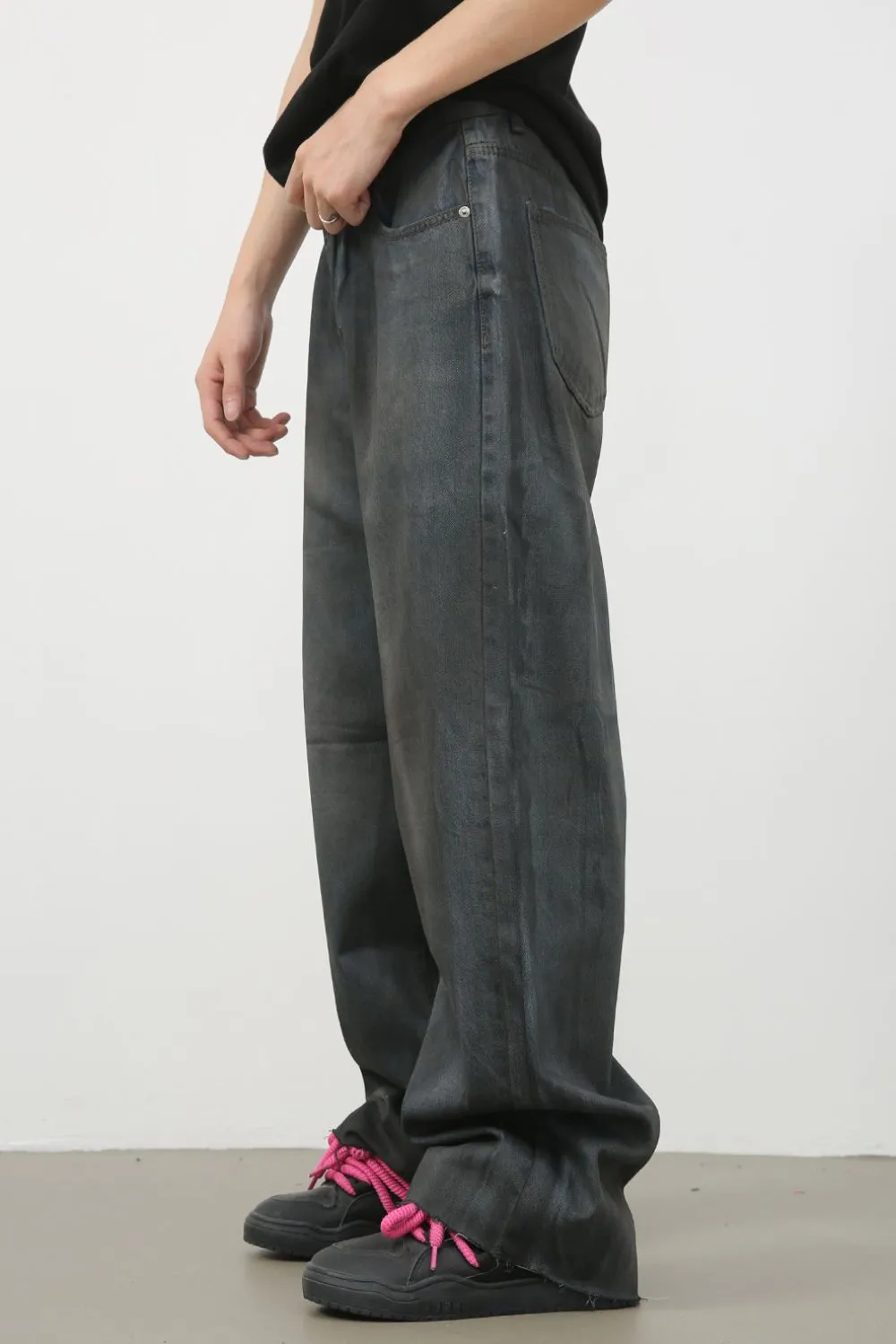 Men's Frayed Hem Jeans with Pockets, image 2