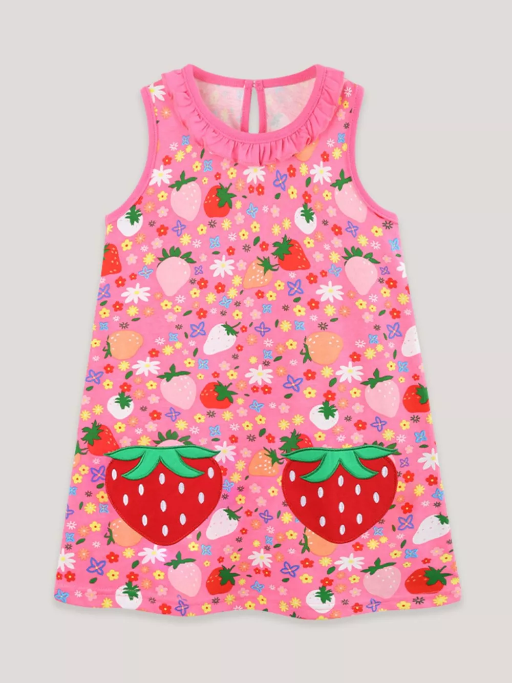 Children's Embroidered Strawberry Print Sleeveless Dress, image 2