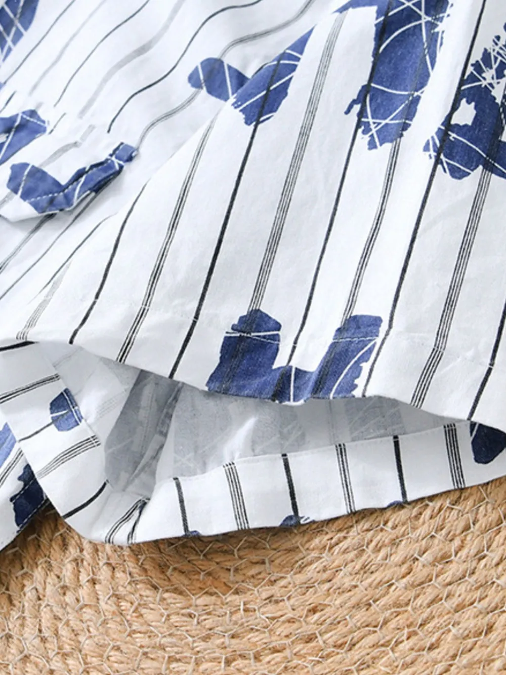 Men's Plus Size Letter Print Striped Short Sleeve Casual Shirt, image 5