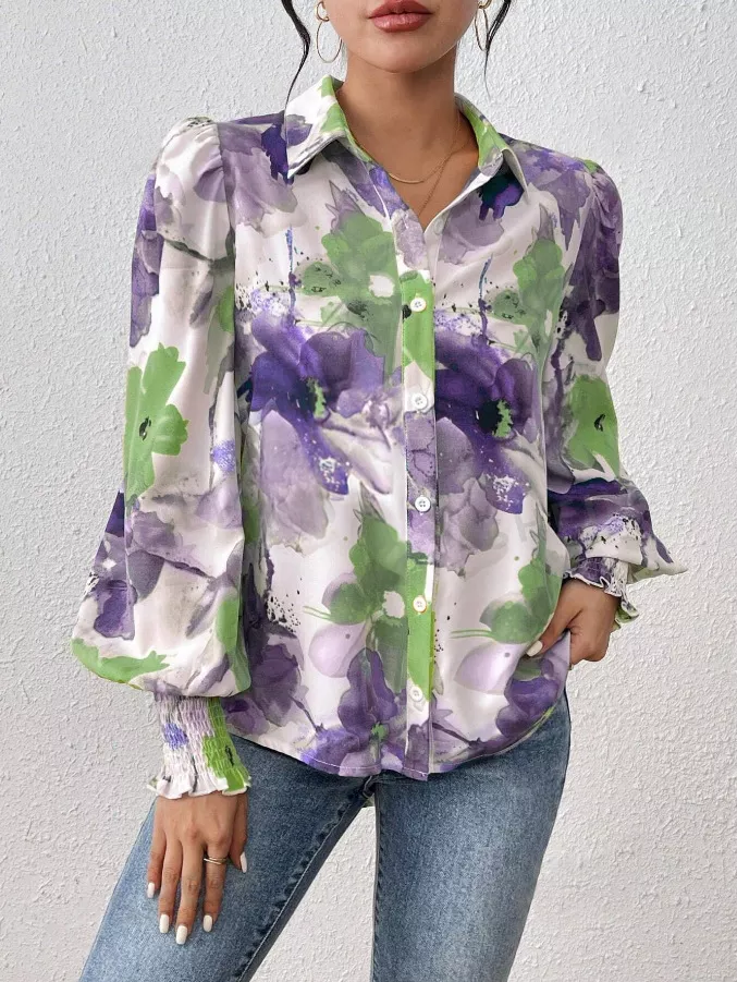 Floral Print Long Sleeve Shirt, image 11
