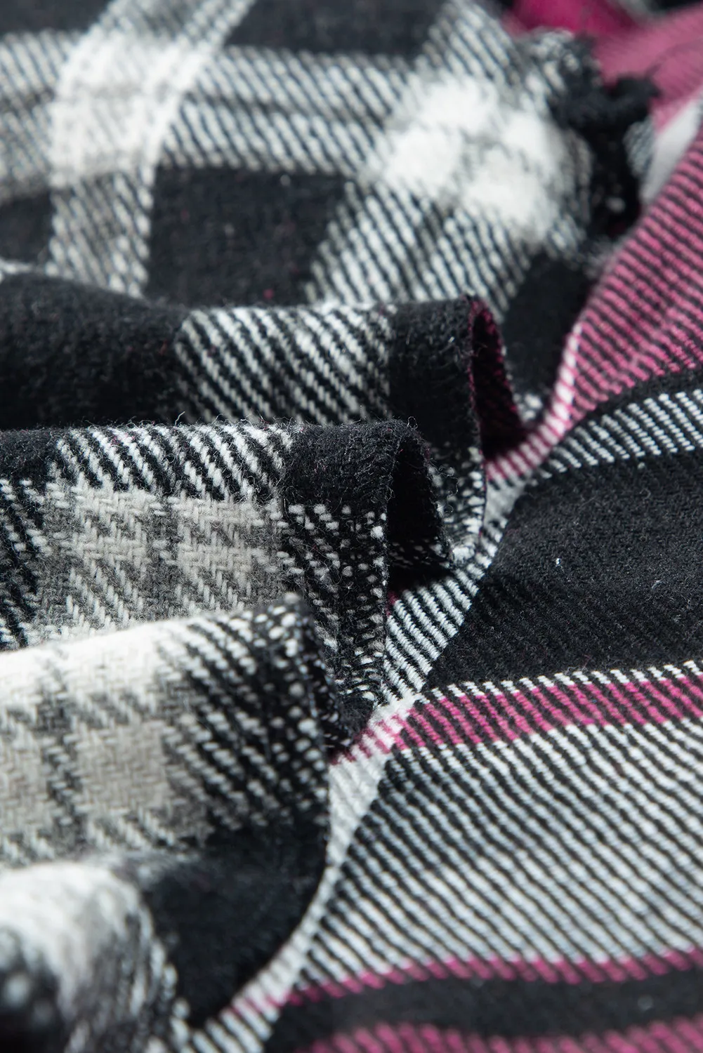 Pocketed Plaid Collared Neck Long Sleeve Shacket, image 5