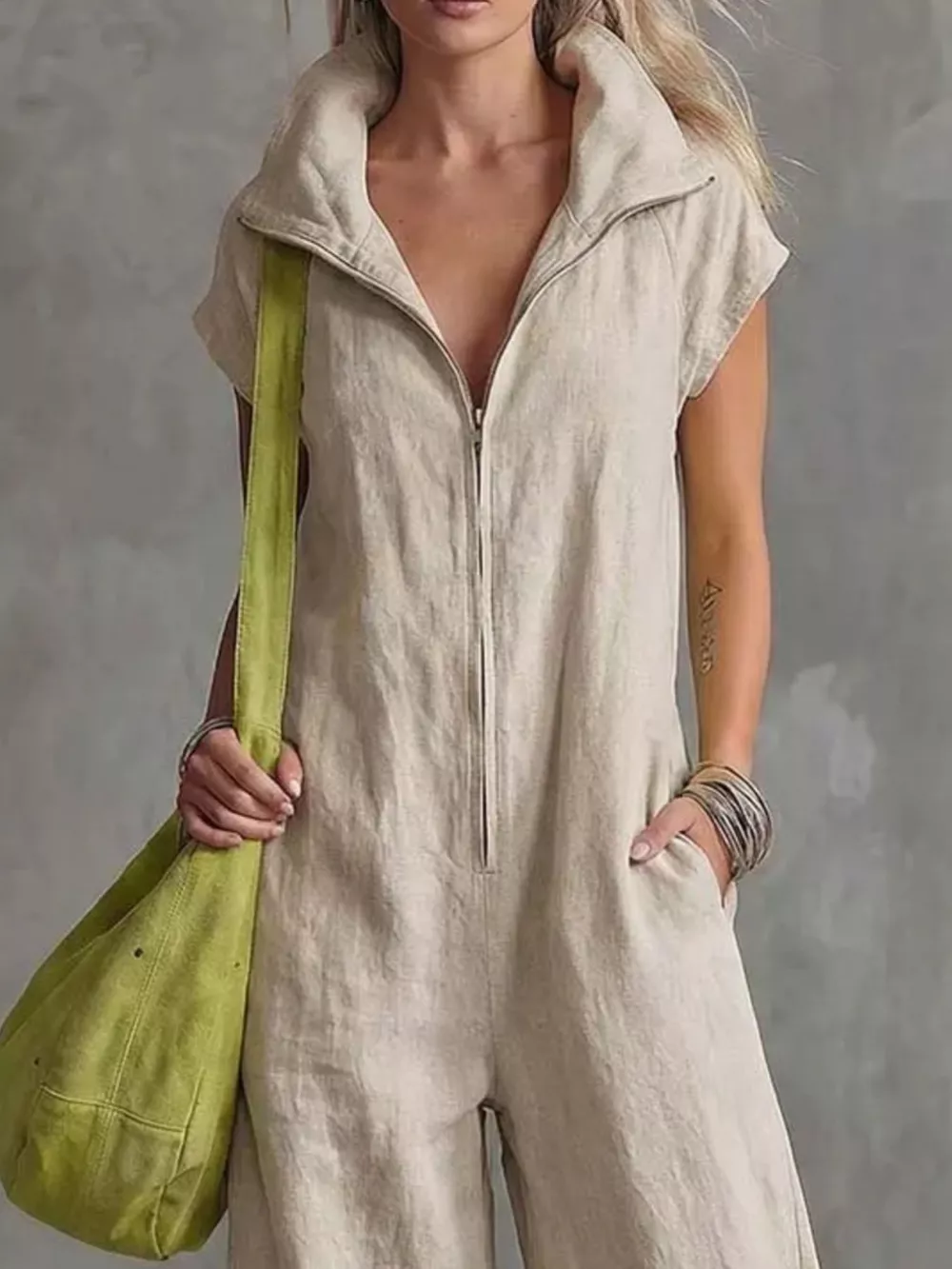 Full Size Zip Front Sleeveless Jumpsuit Plus Size, image 11