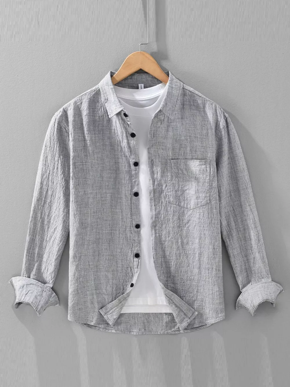 Men's Plus Size Button Up Long Sleeve Shirt, image 2