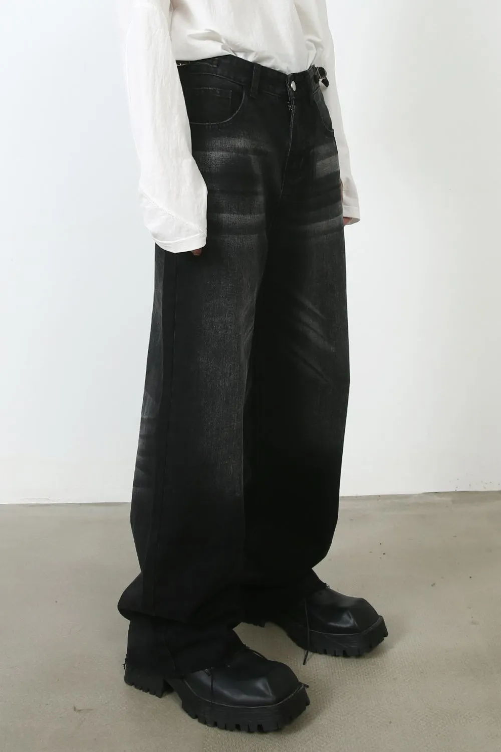 Men's Frayed Hem Jeans, image 4