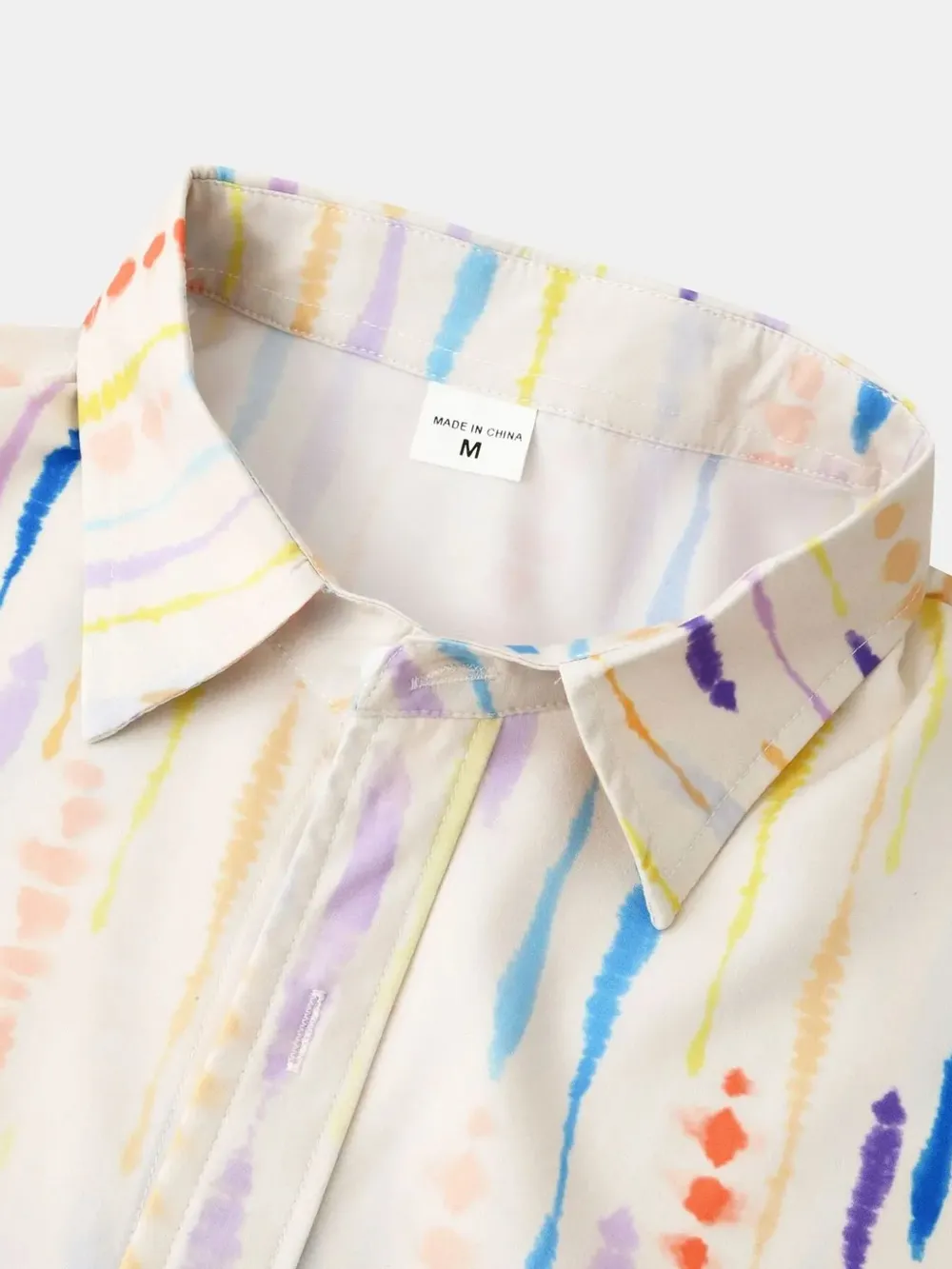 Men's Watercolor Stripe Print Long Sleeve Shirt, image 6