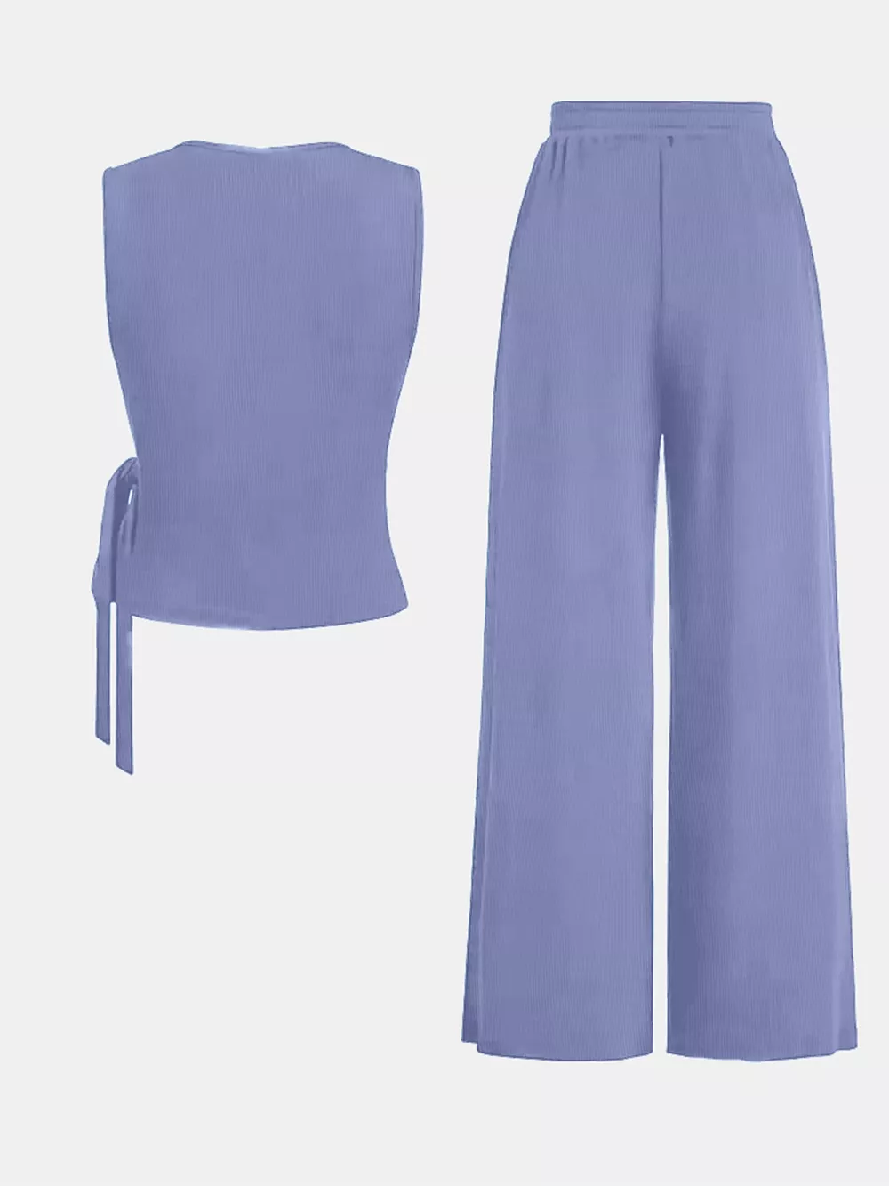 Side Tie Round Neck Tank and Pants Set, image 8