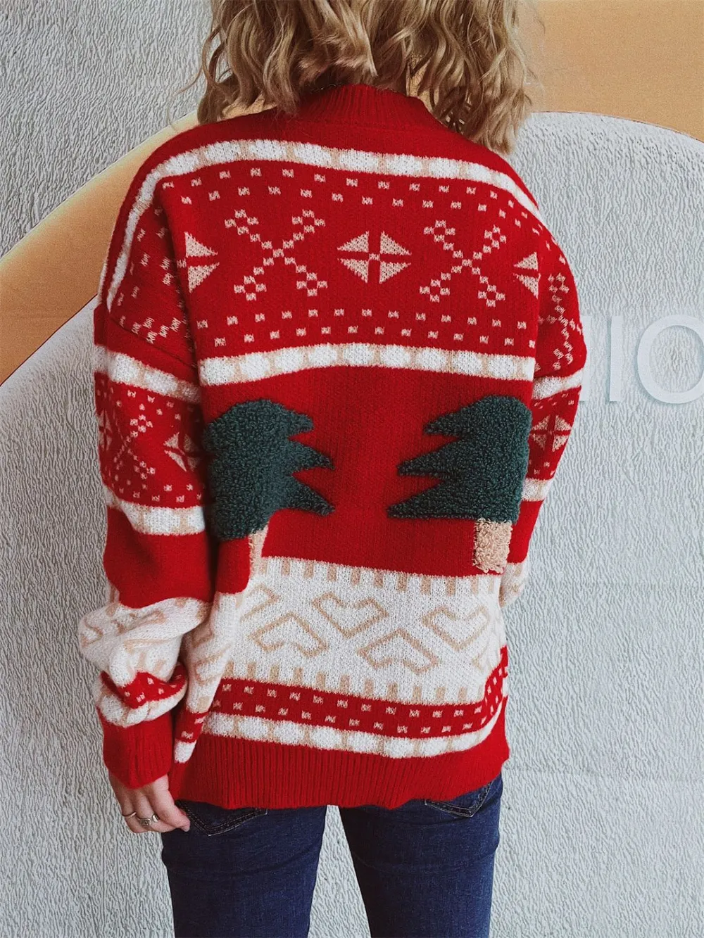 Christmas Tree Mock Neck Long Sleeve Sweater, image 3
