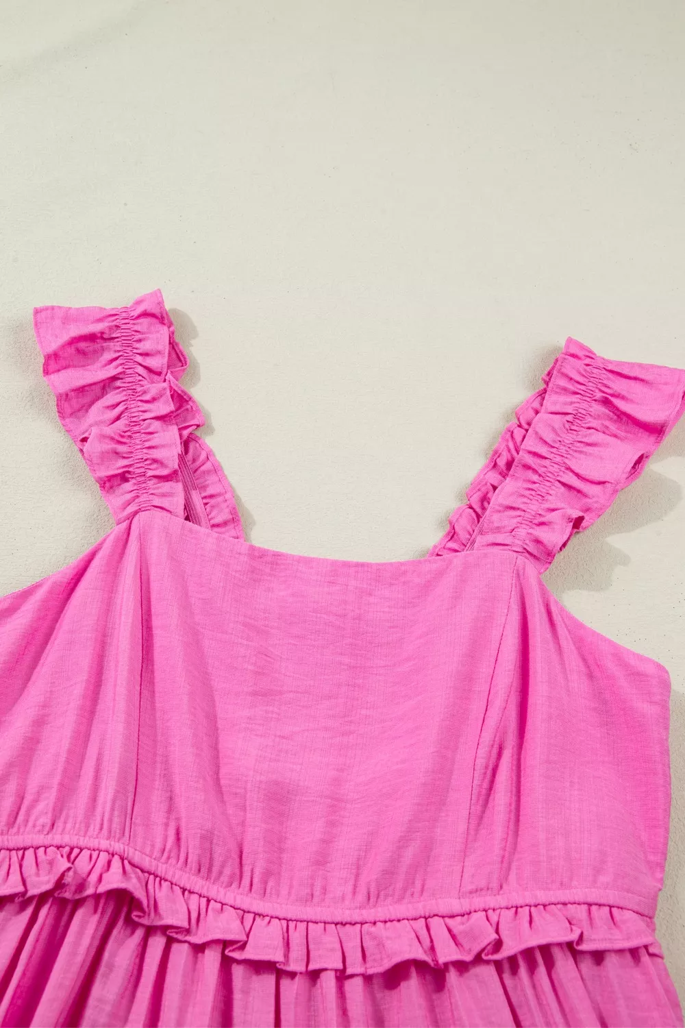 Solid Color Ruffle Trim High Waist Sleeveless Maxi Dress, image 6