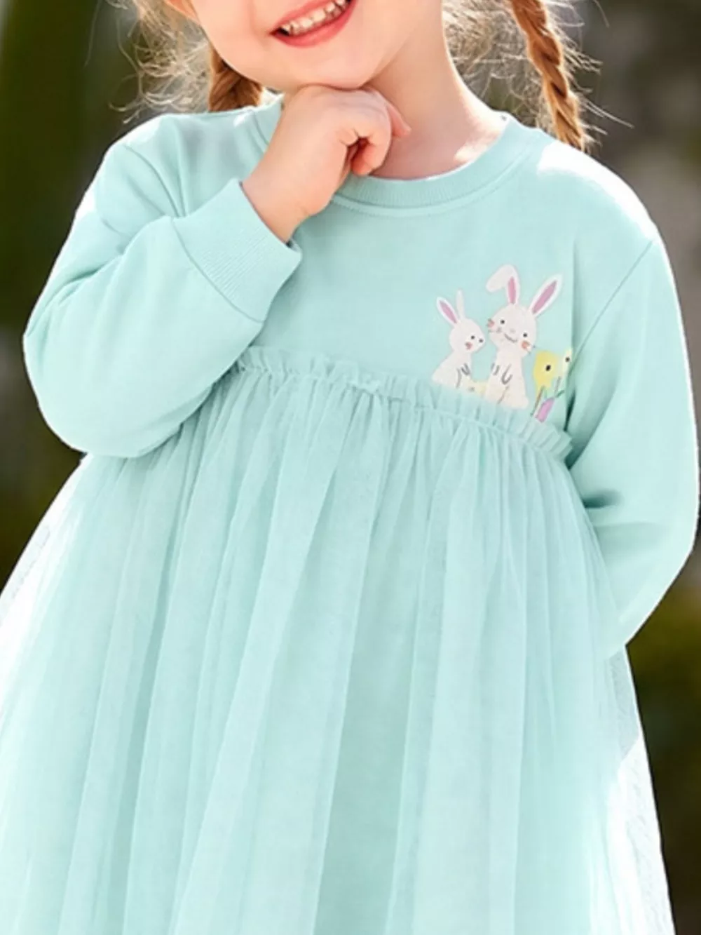 Children's Bunny Round Neck Tulle Dress, image 3
