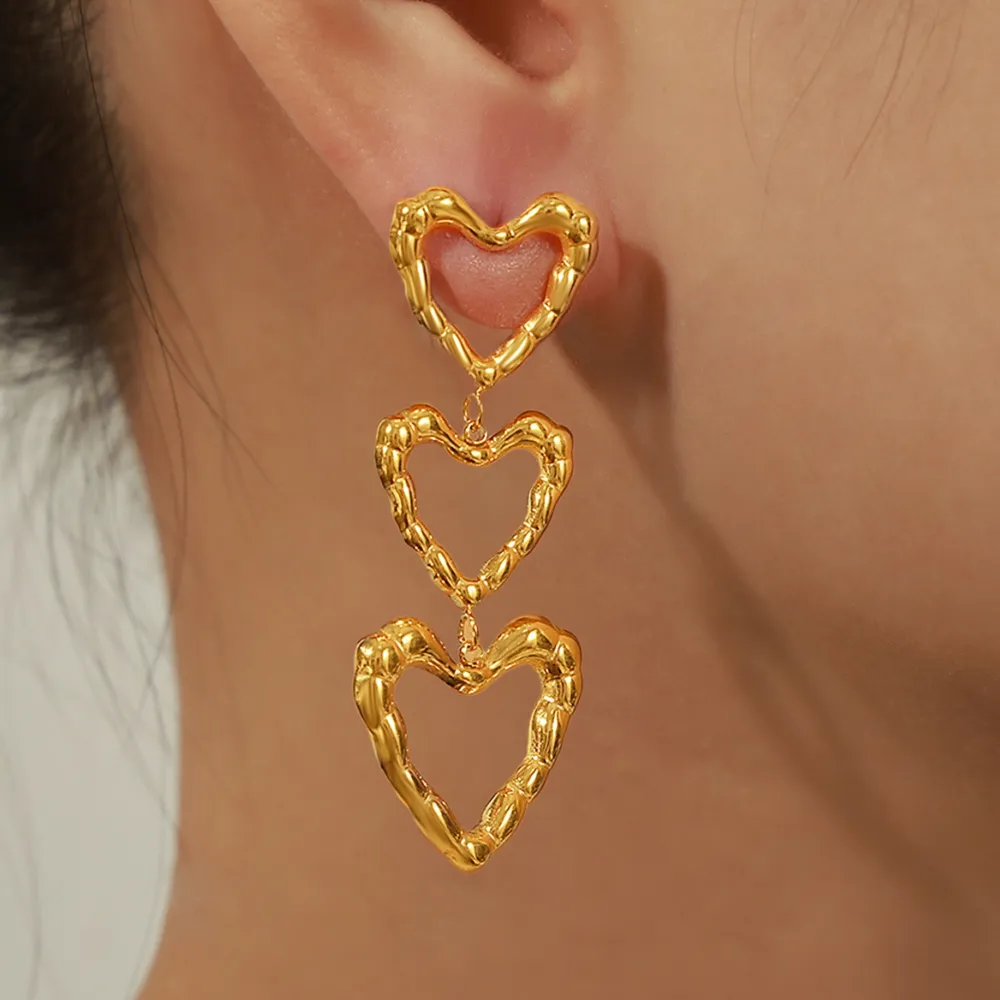Titanium Steel Heart Earrings, image 2