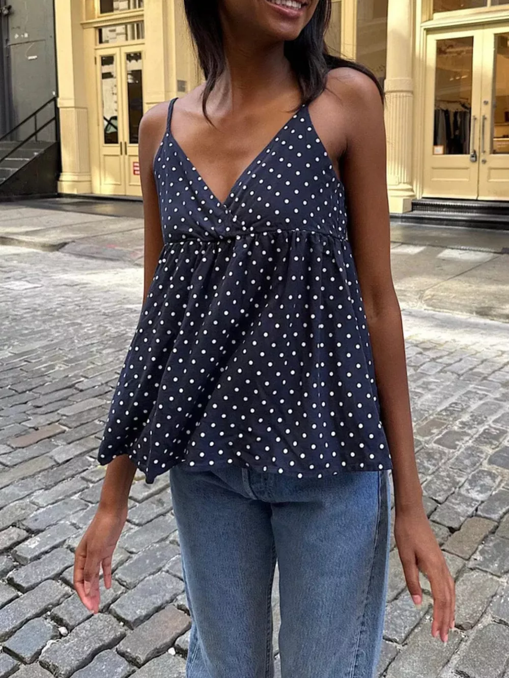 Polka Dot V-Neck Flowy Cami, image 8