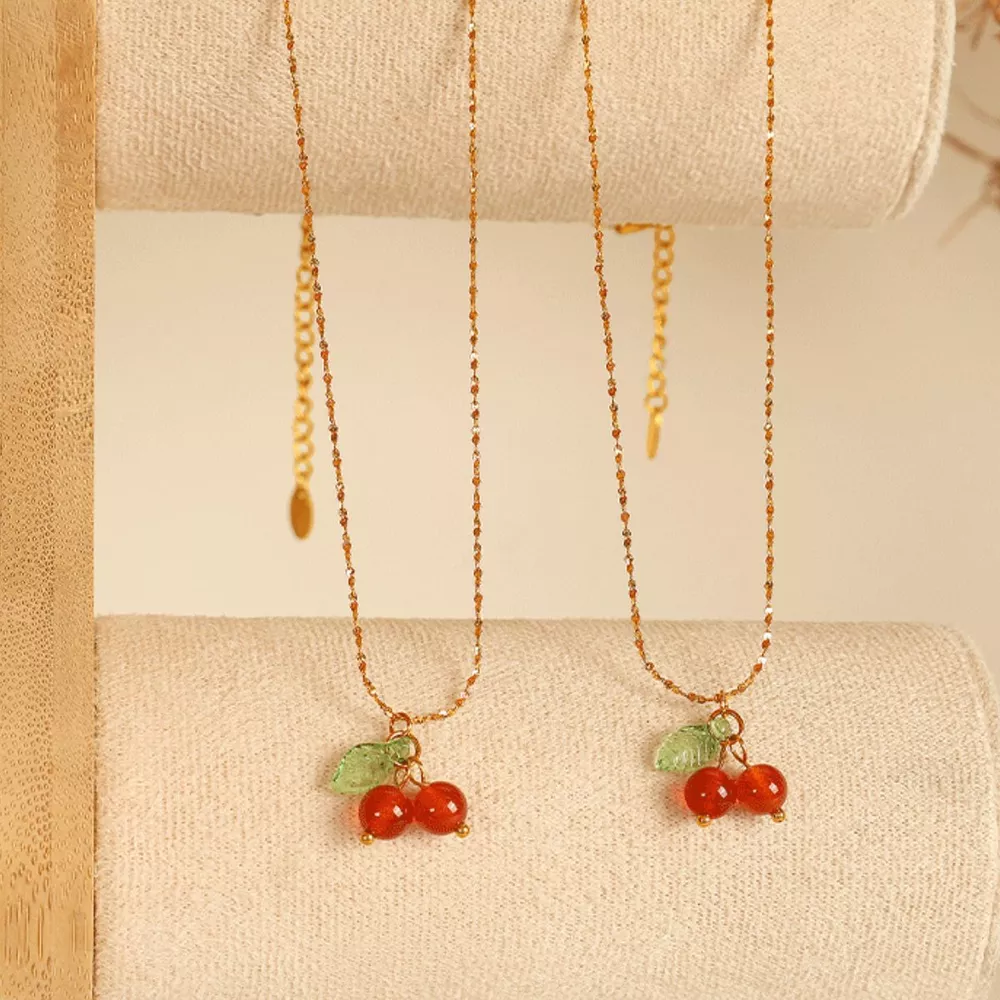 Agate Cherry Pendant Necklace, image 5