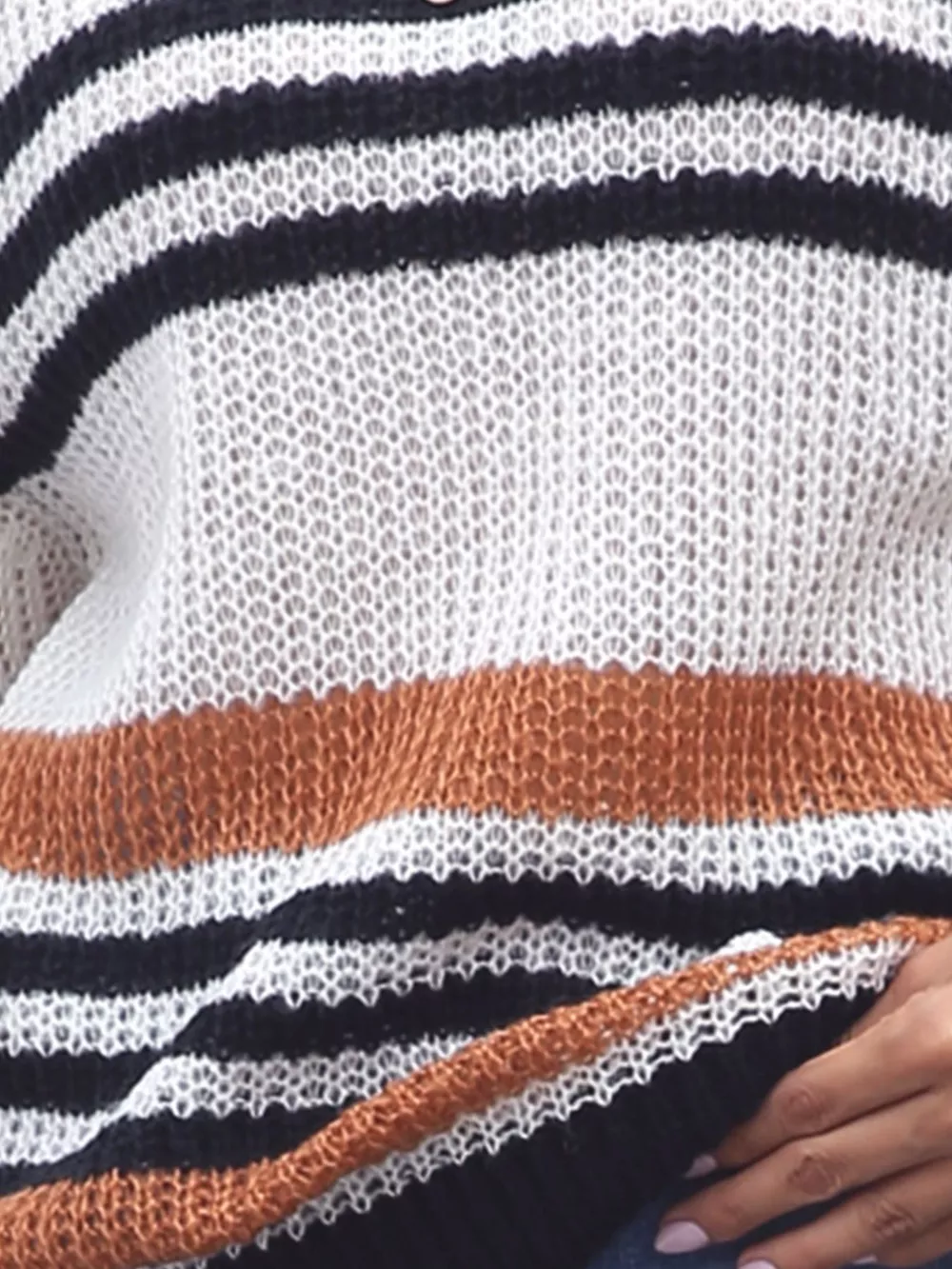 Striped Round Neck Knit Sweaer, image 8
