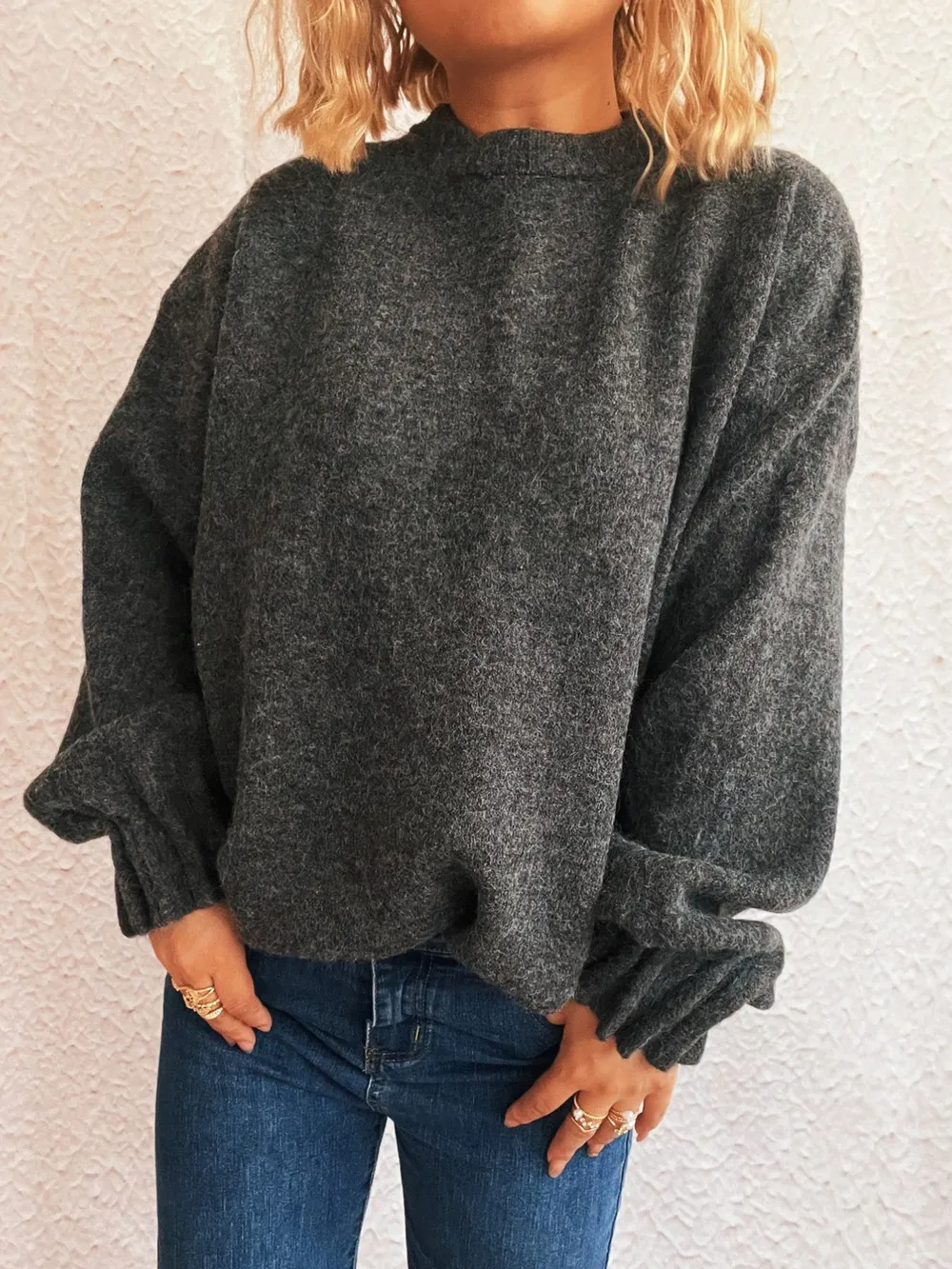 Round Neck Dropped Shoulder Sweater, image 32