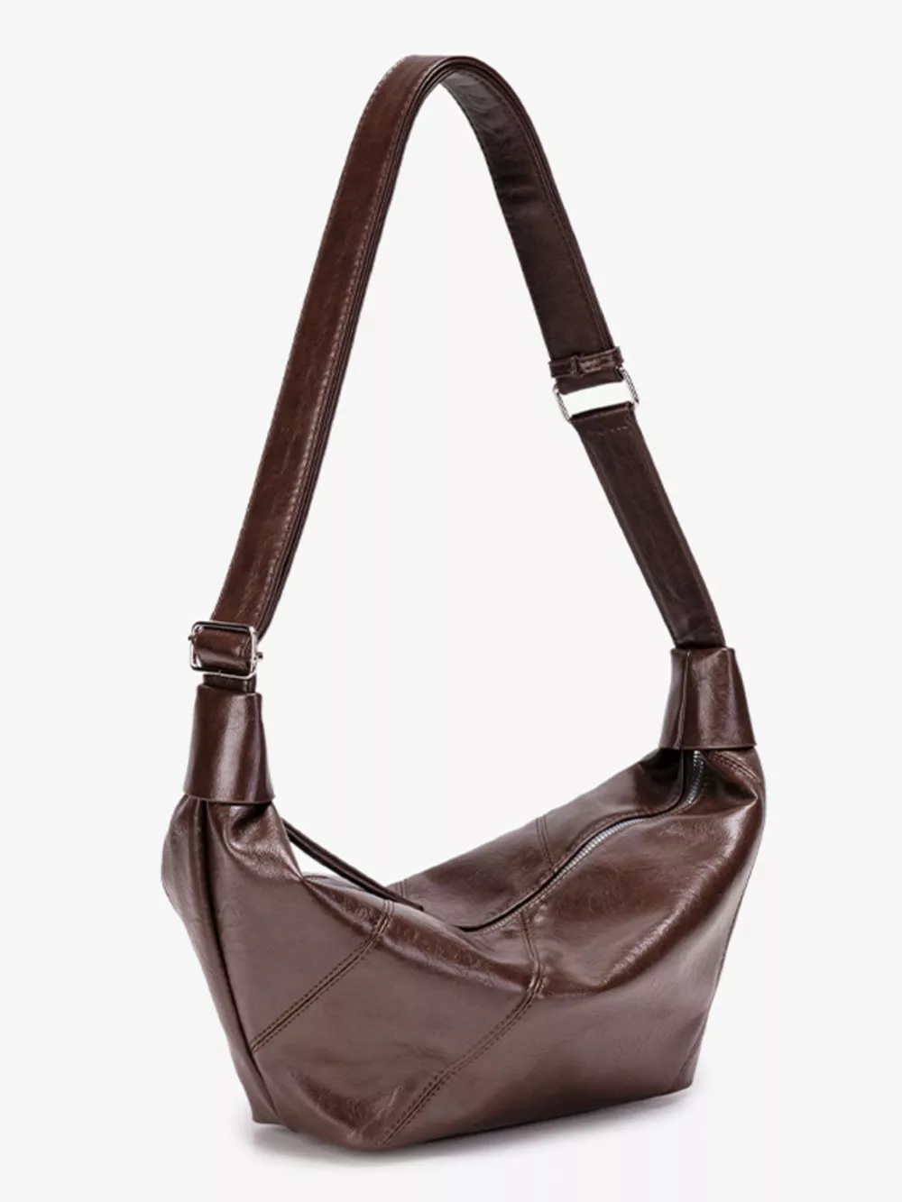 Minimalist PU Leather Dumpling Crossbody Bag with Adjustable Strap, image 5