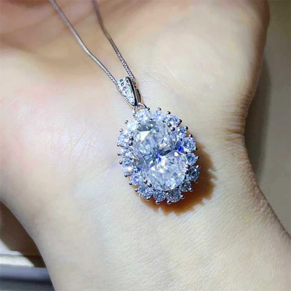 8 Carat Moissanite 925 Sterling Silver Pendant Necklace, image 4