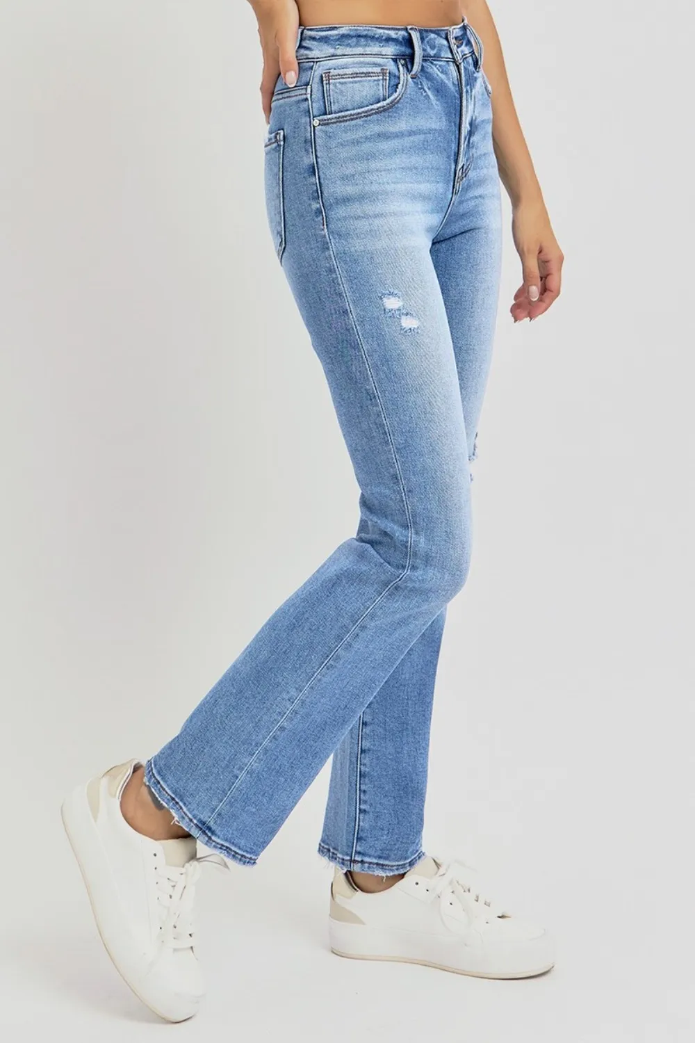 Full Size Distressed High-Rise Ankle Straight Jeans, image 2