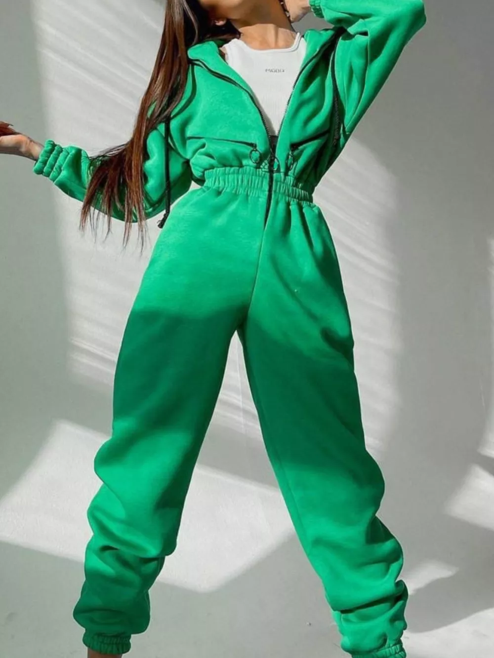 Hooded Zip-Up Long Sleeve Jumpsuit, image 9