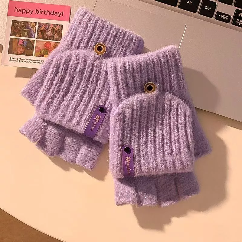 Convertible Knit Fingerless Gloves with Mitten Cover, image 5