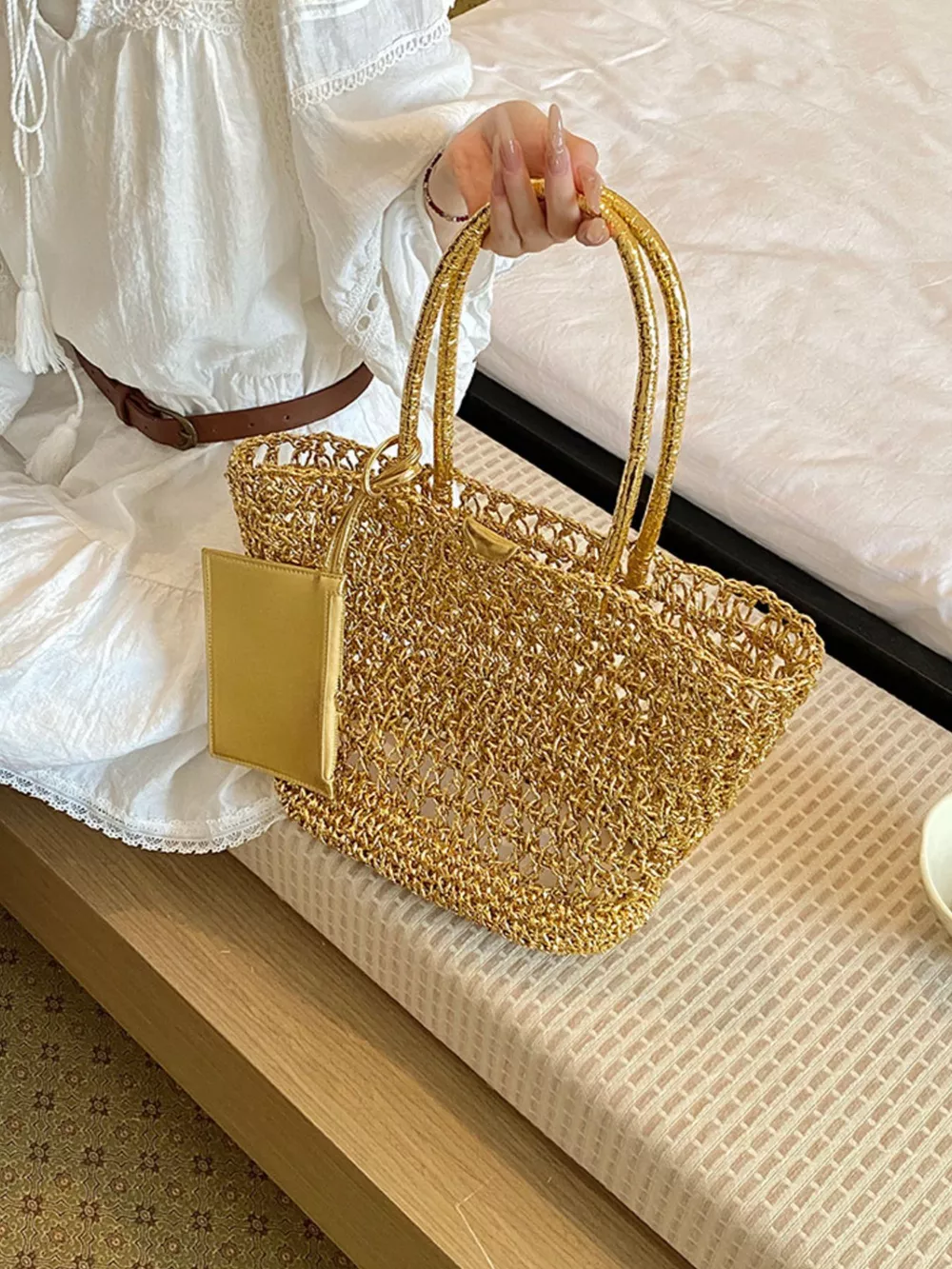 Woven Straw Tote Bag, image 3