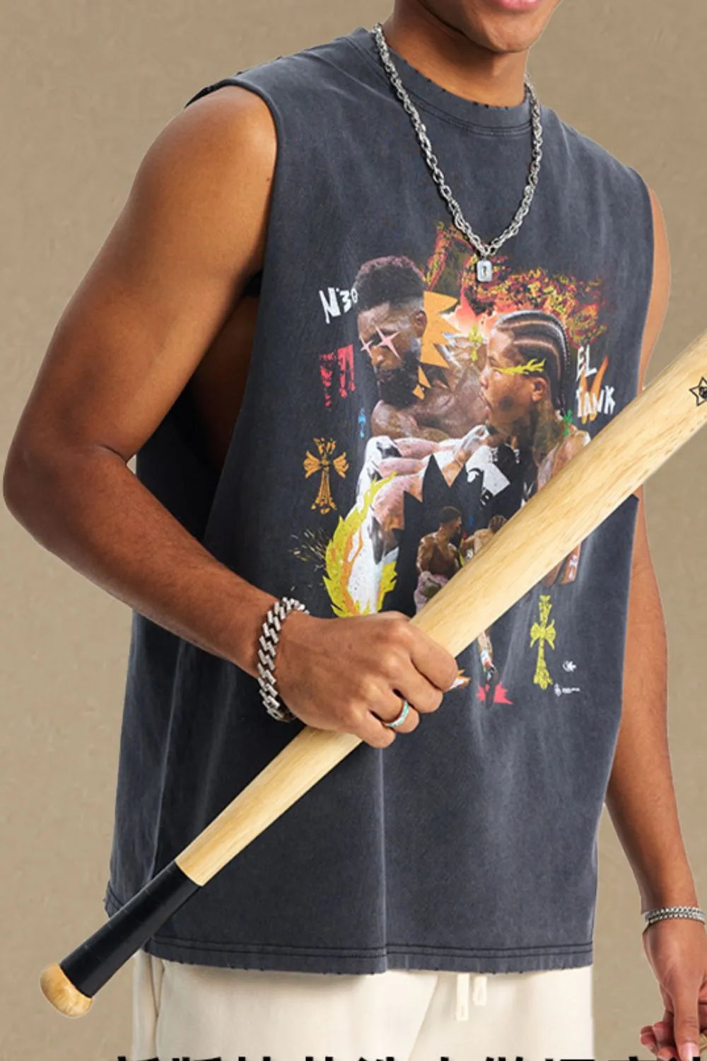 Men's Graphic Round Neck Tank, image 4