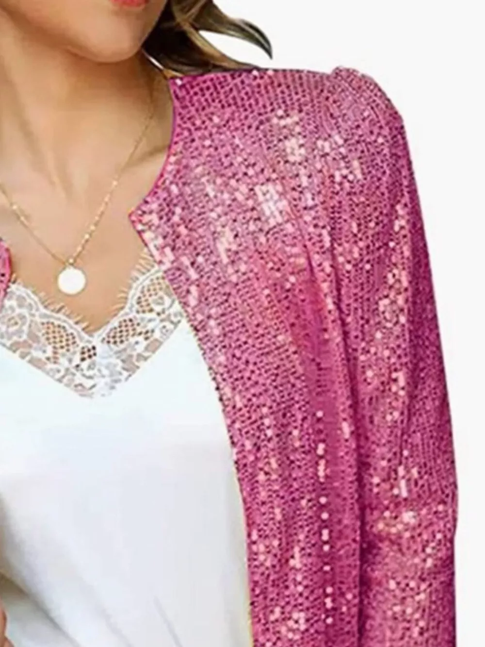 Full Size Sequin Long Sleeve Jacket Plus Size, image 14