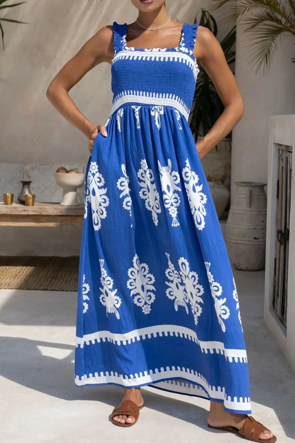 Printed Square Neck Cami Dress, image 10