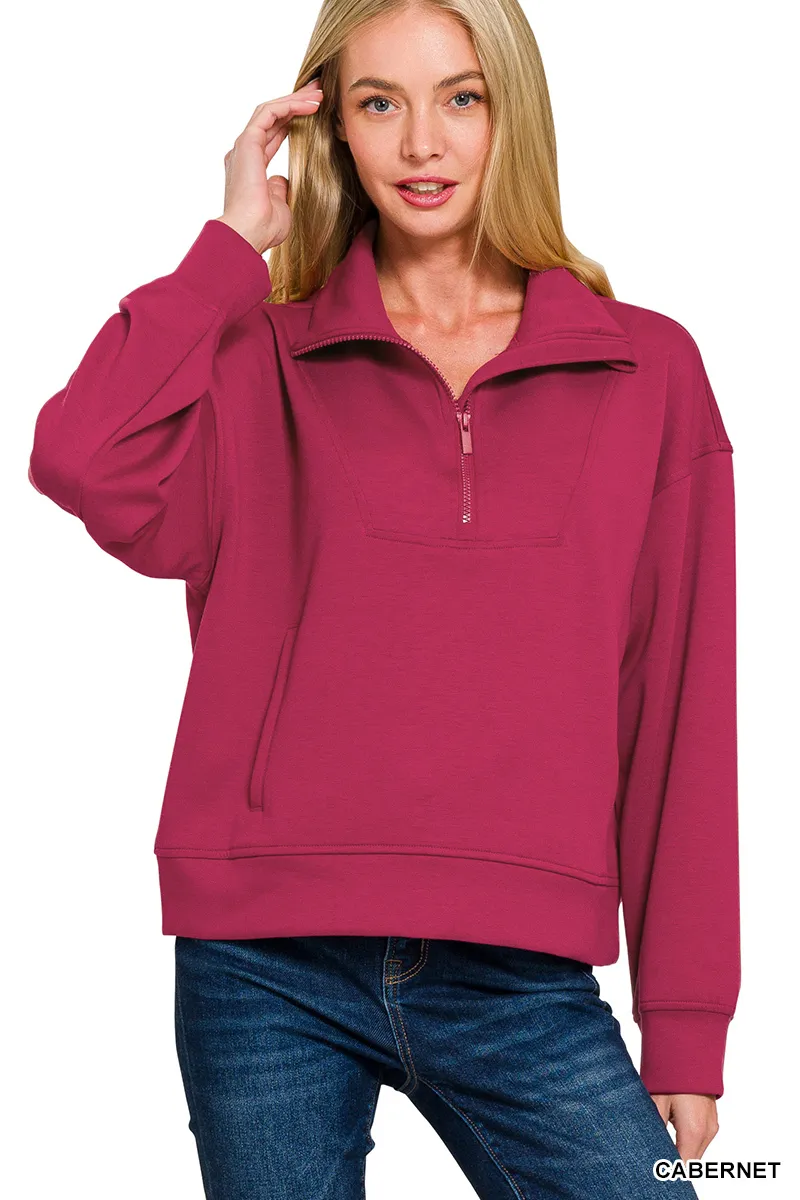 Scuba Half Zip Sweatshirt with Pockets