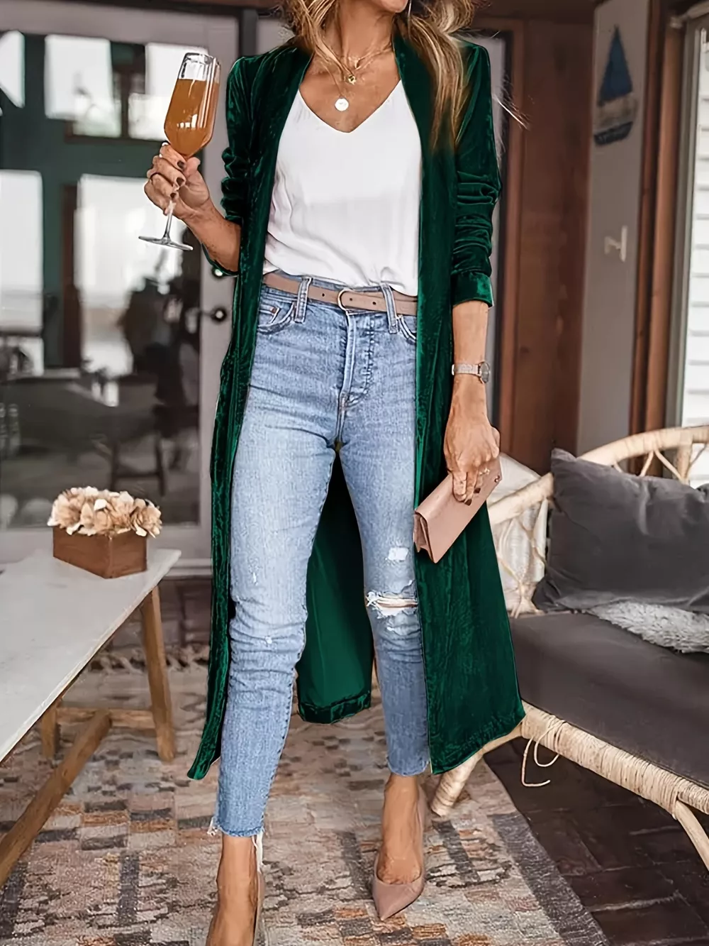 Open Front Long Sleeve Coat, image 27