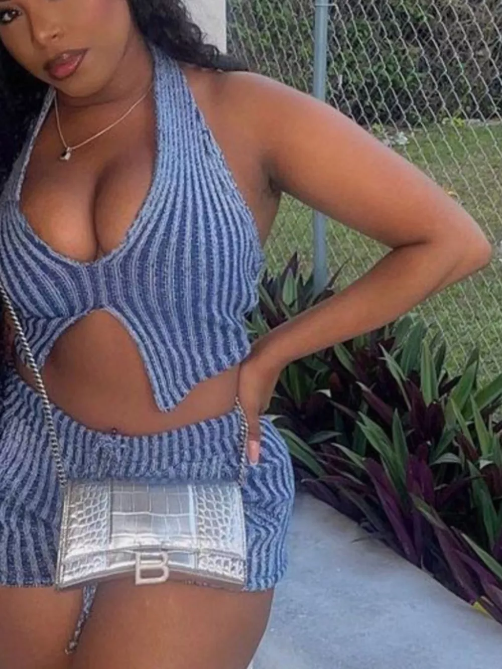 Halter Neck Top and Shorts Sweater Set, image 3