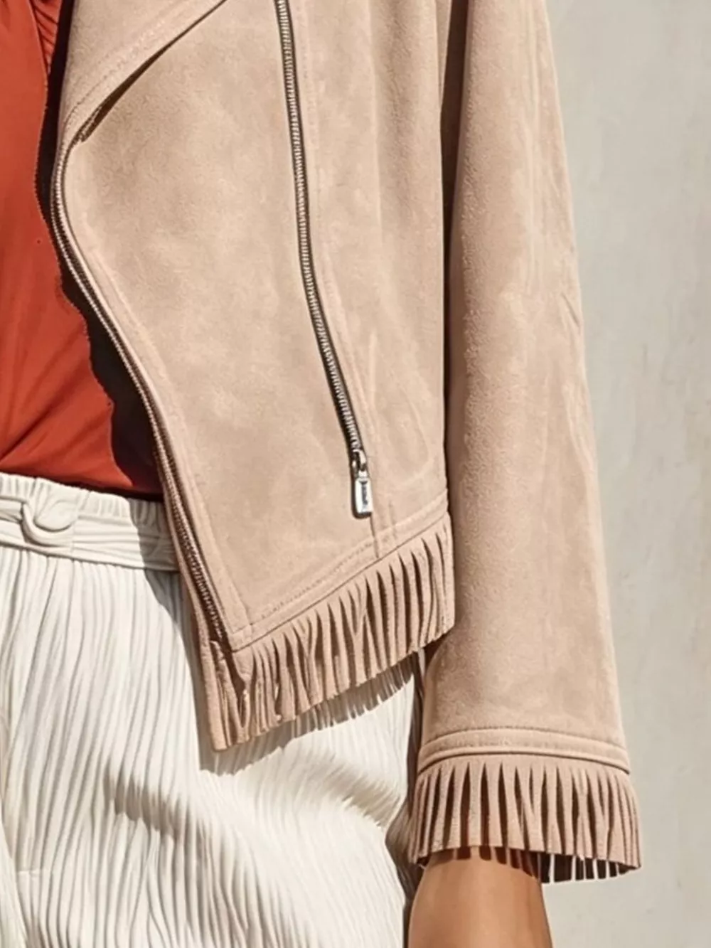 Fringe Hem Zip Up Jacket, image 5