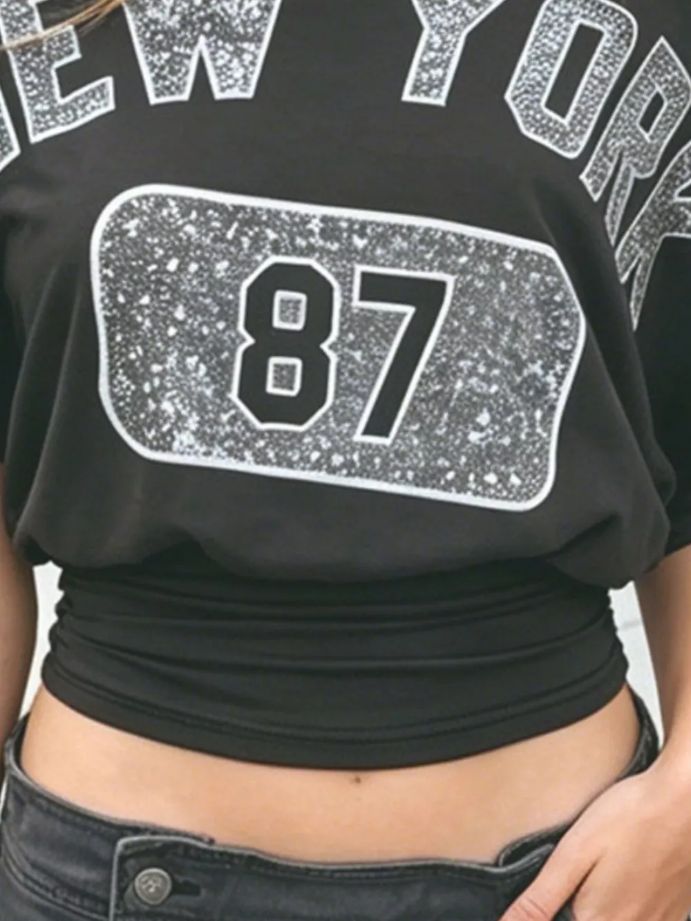 Letter Graphic One Shoulder Top, image 3