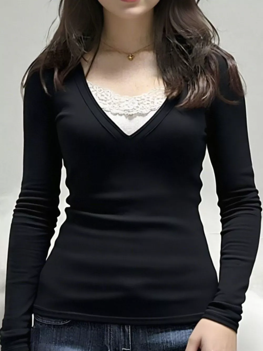 Long Sleeve T-Shirt with Lace Detail, image 20