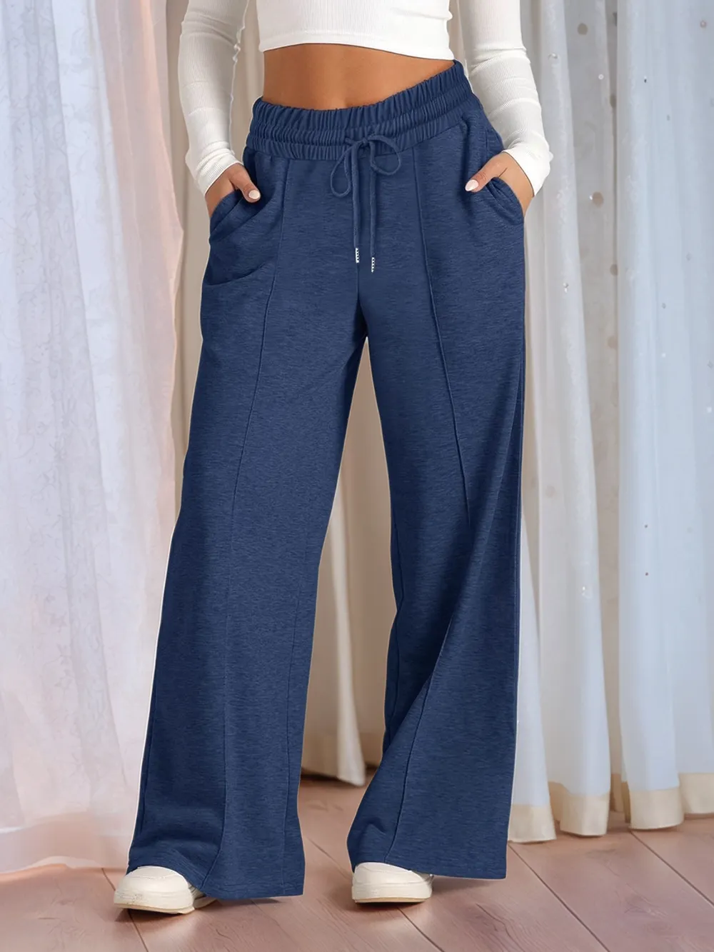 Full Size Drawstring Relaxed Fit Wide Leg Pants Plus Size, image 6