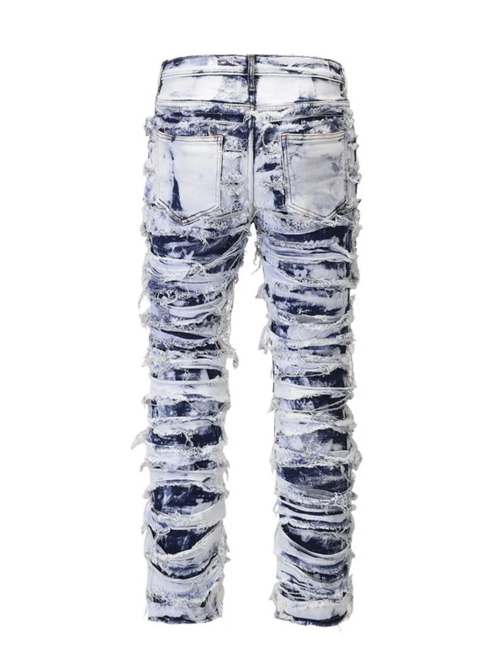 Men's Distressed Raw Hem Straight Jeans, image 2