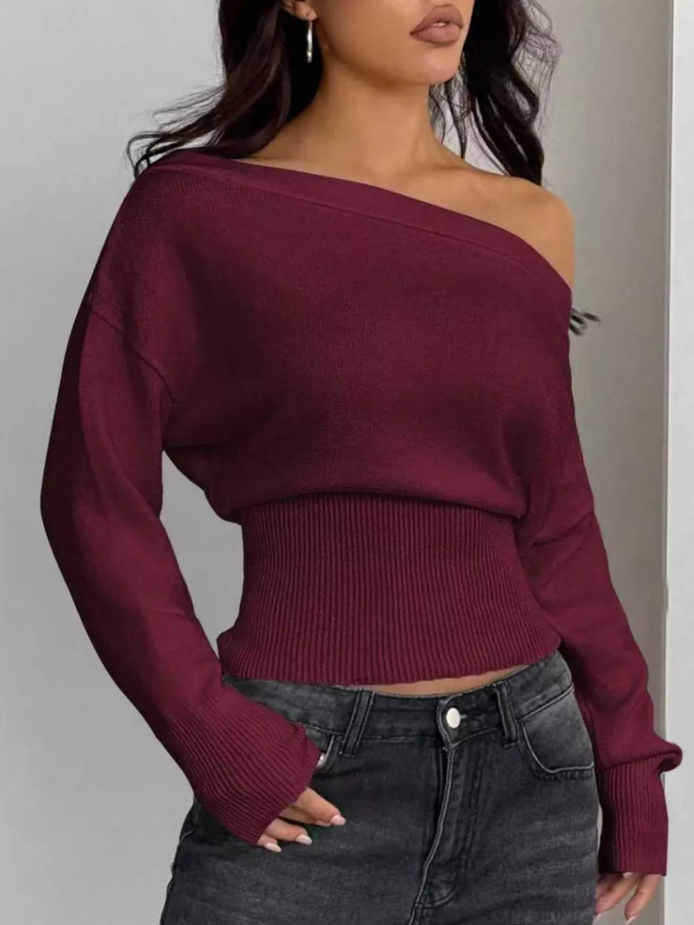 One Shoulder Cropped Sweater, image 11