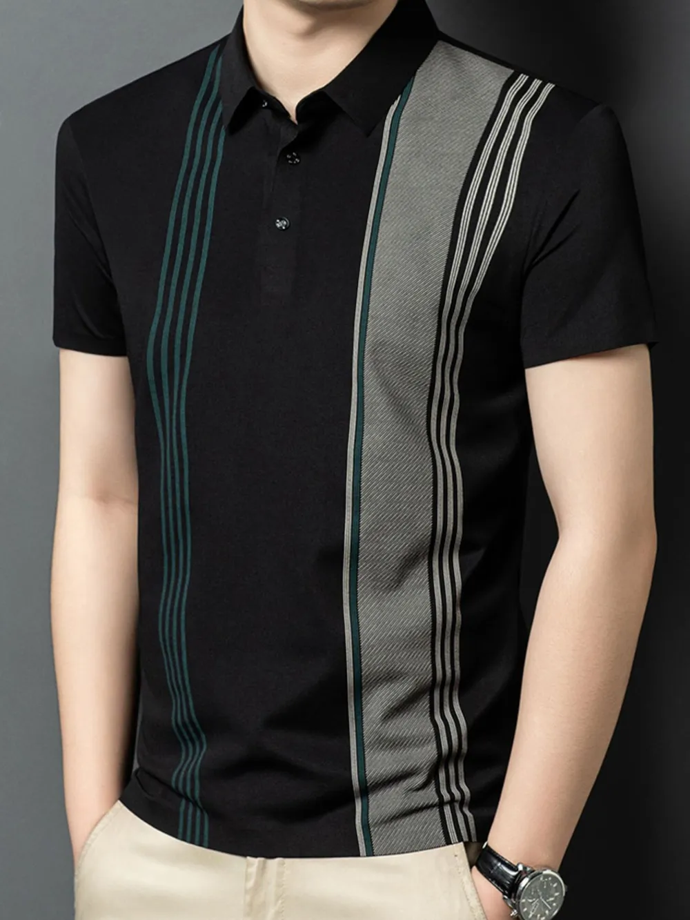 Men's Plus Size Contrast Short Sleeve Polo