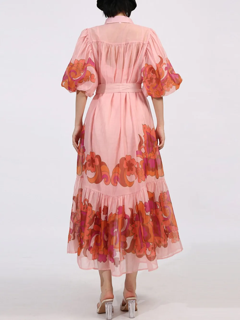 Button Front Puff Sleeve Dress, image 7