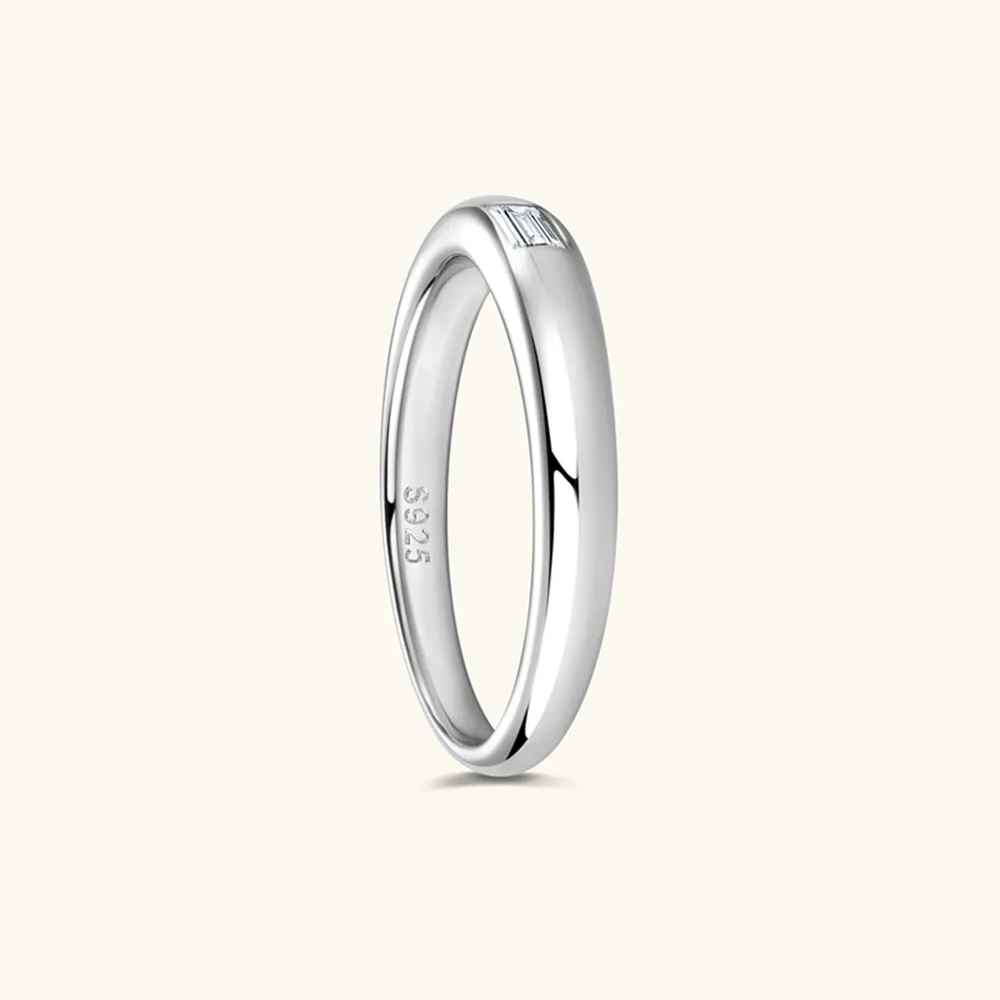 925 Sterling Silver Inlaid Moissanite Ring, image 6