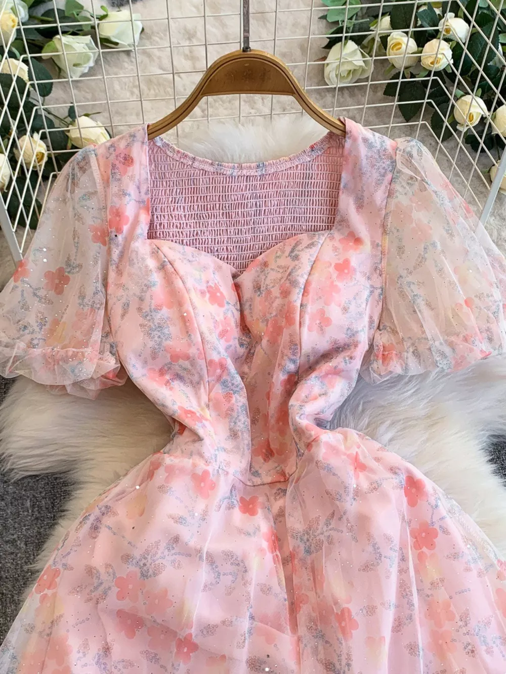 Sweetheart Neck Puff Sleeve Dress, image 20