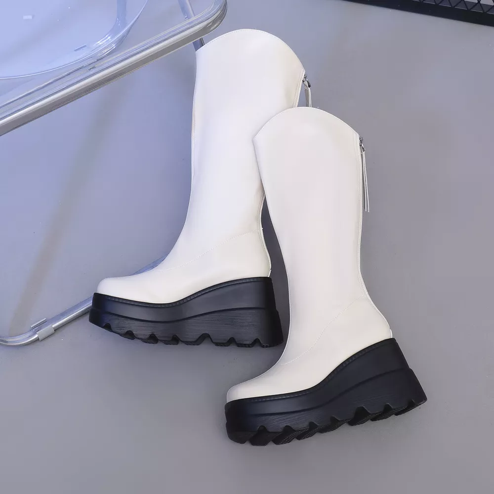 Round Toe Platform Wedge Boots, image 3