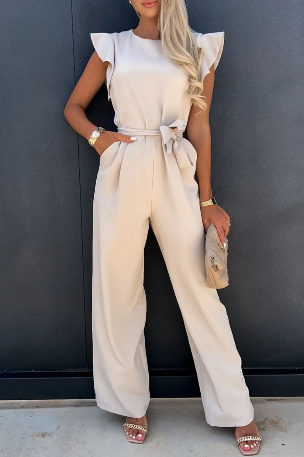 Round Neck Cap Sleeve Jumpsuit, image 11