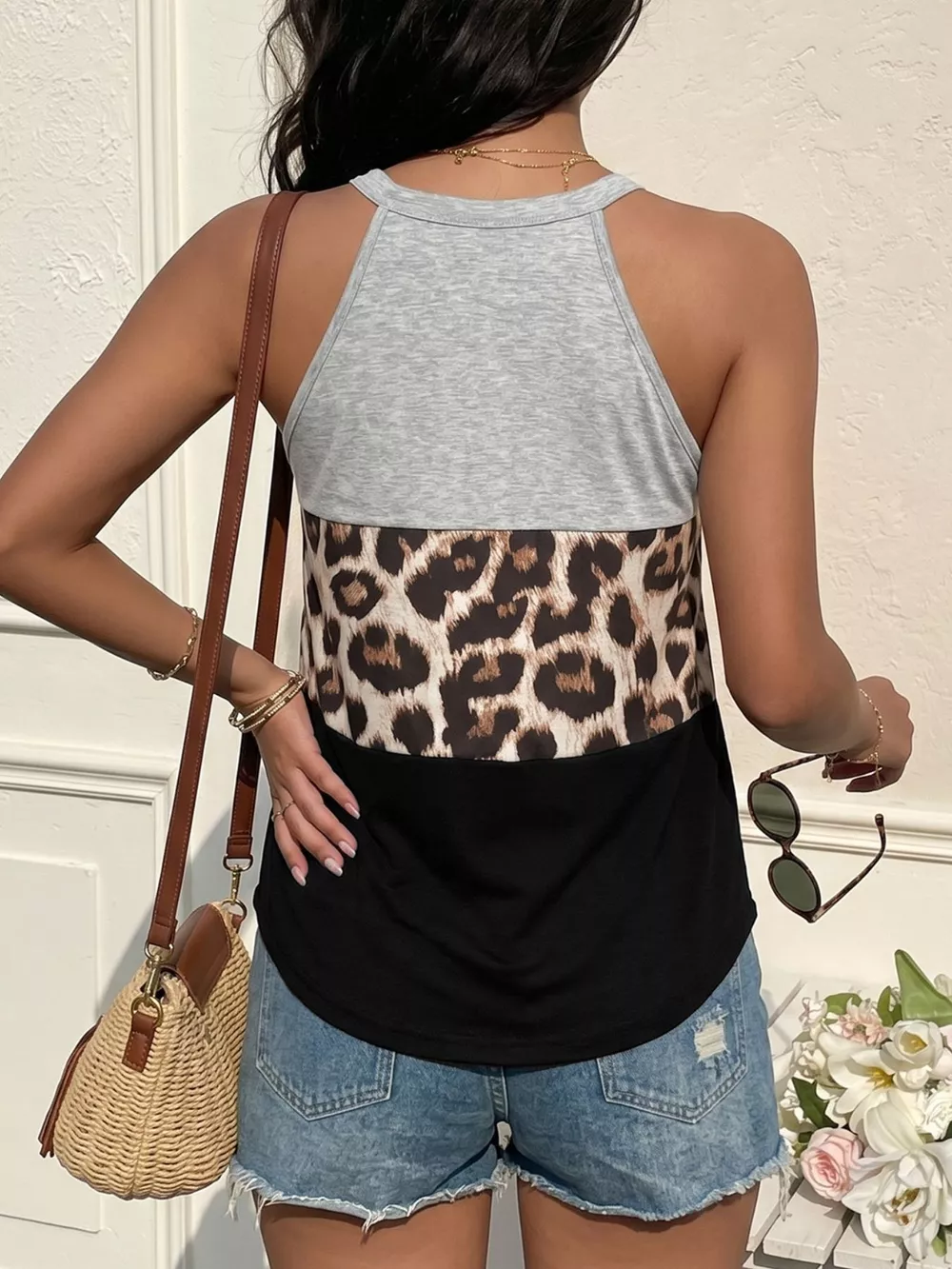 Leopard Print Color Block Tank, image 6
