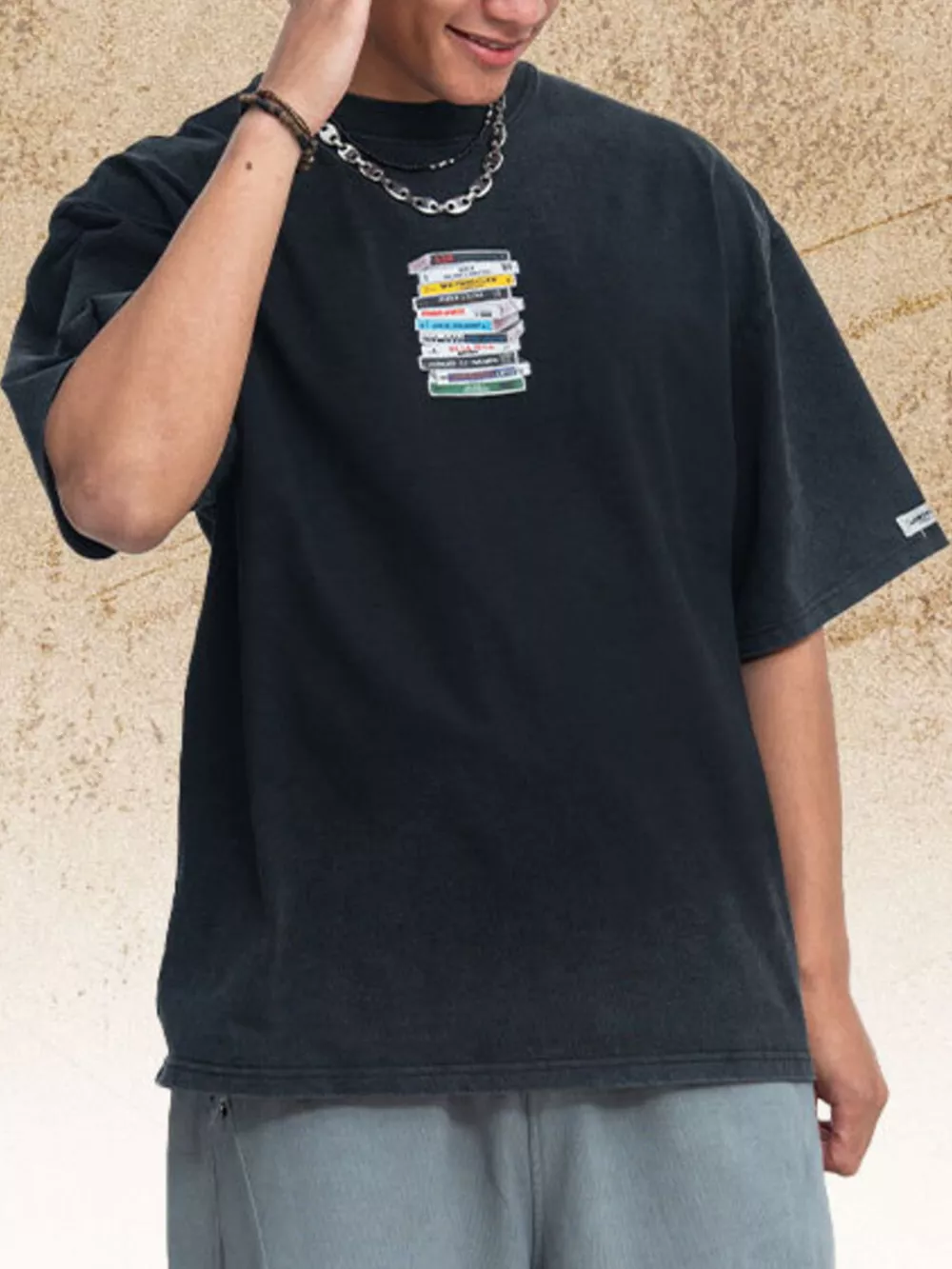 Men's Vintage Washed Cassette Tape Graphic T-Shirt, image 3