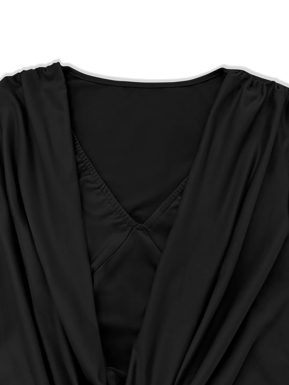 Draped V-Neck Long Sleeve Bodycon Mini Dress, image 13