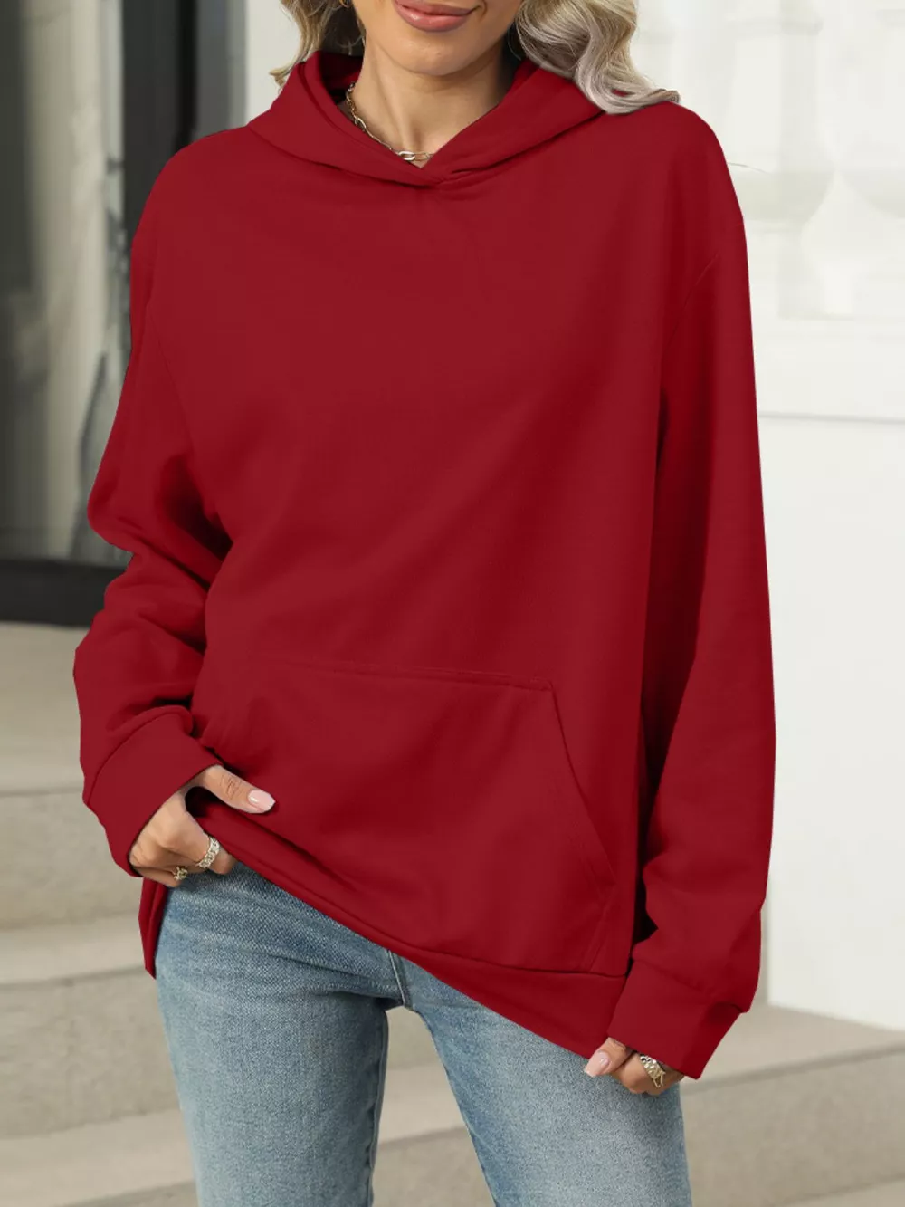 Kangaroo Pocket Long Sleeve Hoodie, image 24