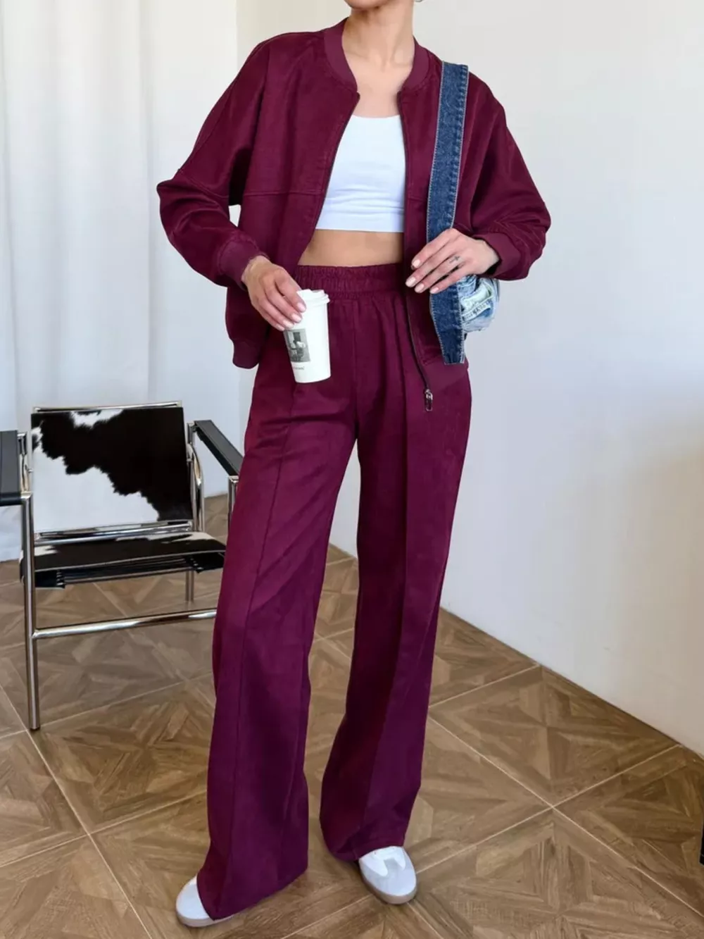 Zip Up Sweatshirt and Wide-Leg Pants Set, image 18