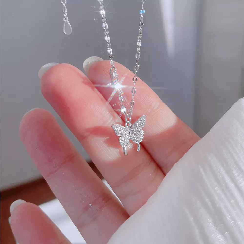 925 Sterling Silver Zircon Butterfly Necklace, image 2
