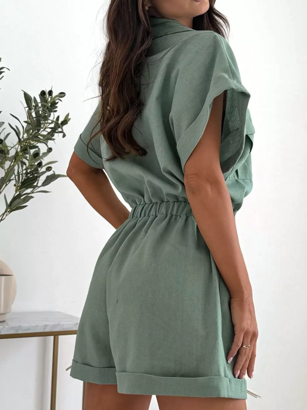 Button Front Short Sleeve Shirt and Shorts Set, image 9